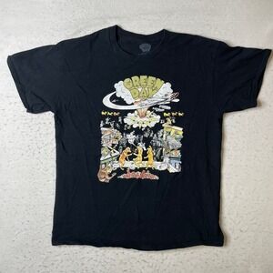 Green Day T-Shirt Mens Large Black Dookie Album Graphic Rock Band Tee